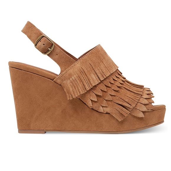 Lucky brand fringe open toe wedge heels - Picture 2 of 6
